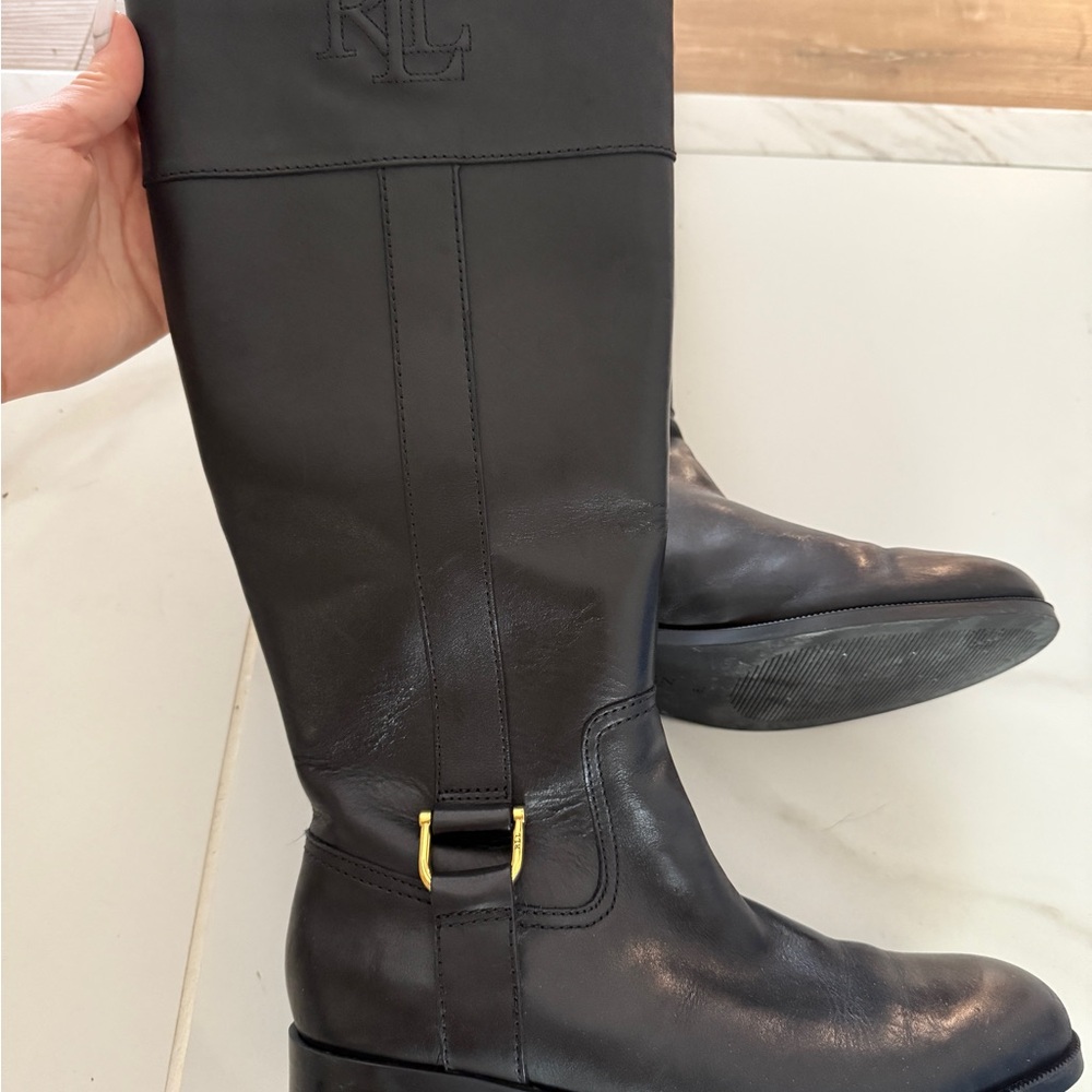 Ralph Lauren Black Leather Riding Boots | Size 7B